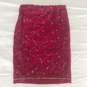 Hot pink sequin embroidered elastic skirt